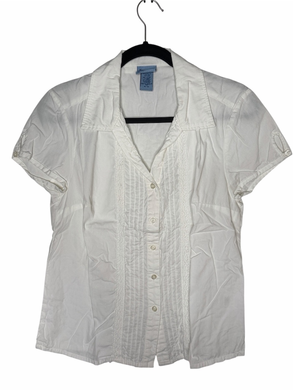 Classic Elements White Button Front Cotton Blouse Women’s Medium
